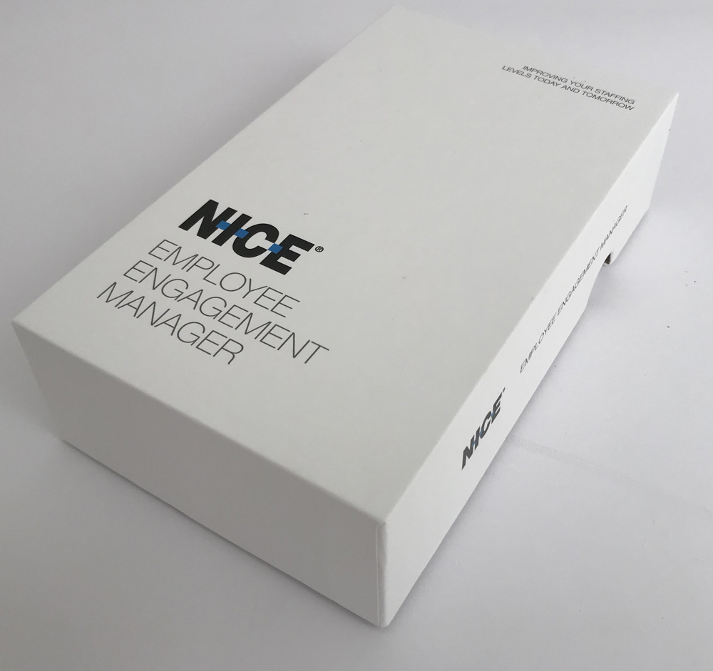 Outside view of the NICE custom diecut video book box