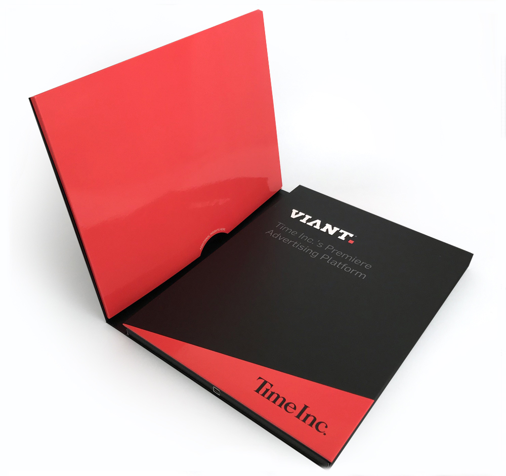 Vian tri fold video book with pockets inside