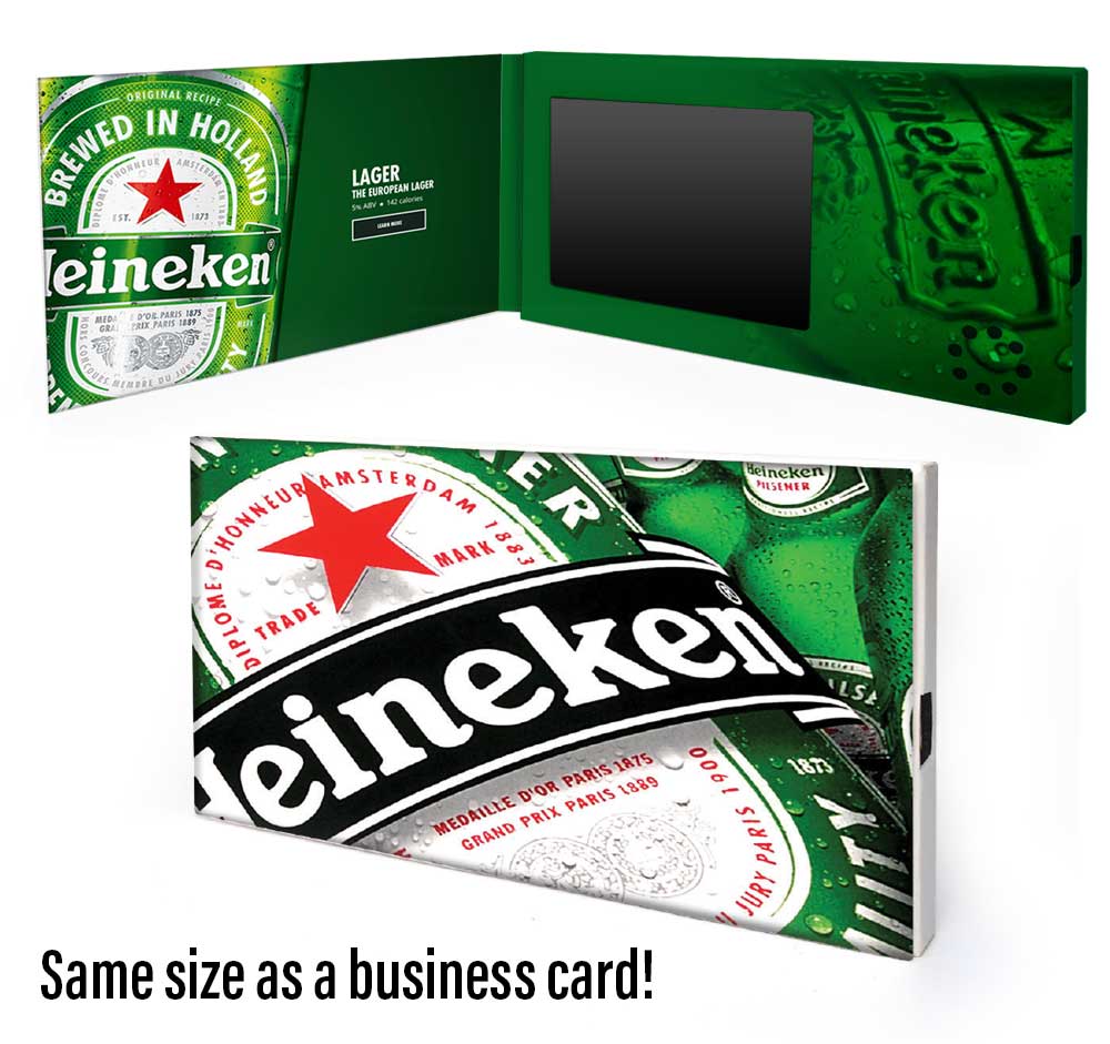 Heineken business card size video book closed view