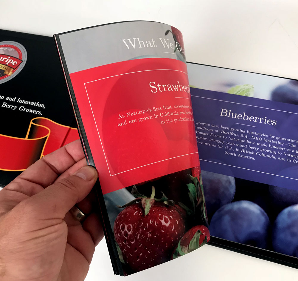 Naturipe video book features a 20 page booklet printed four color process